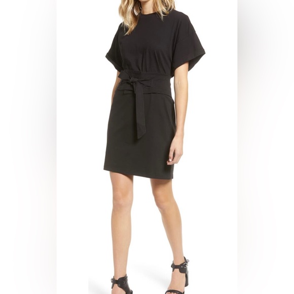 Rebecca Minkoff Marta Cotton Tie Obi Belt Waist Knit Grey Dress Size Medium NWT - Picture 7 of 7